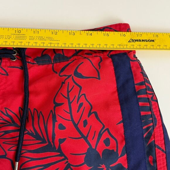 Vintage Polo Ralph Lauren Red Navy Floral Swim Trunks L (33" Waist) - Picture 5 of 9